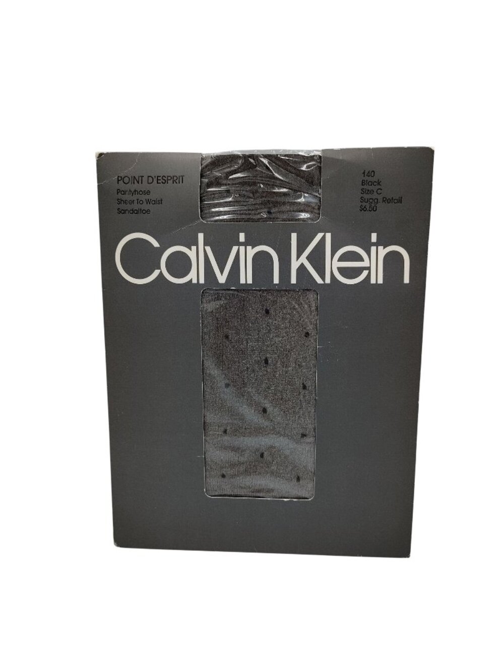 Calvin Klein Fashion Pantyhose Black Size C Sheer To Waist Sandaltoe Vintage